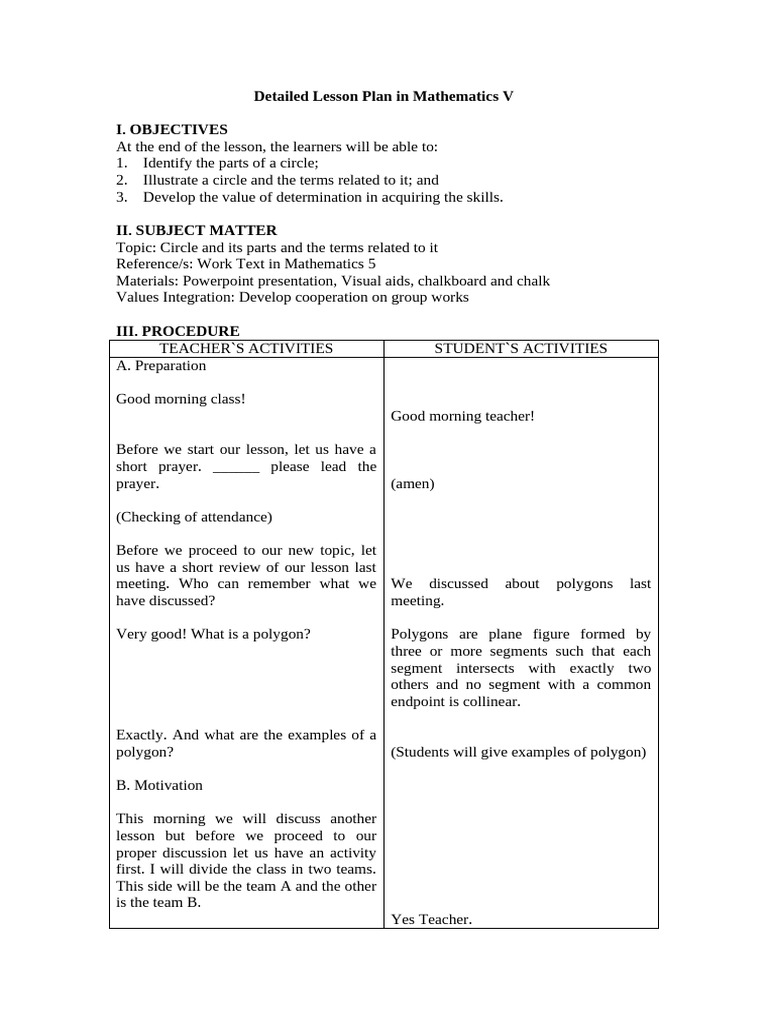 Lesson Plan: Understanding Circles in Math | PDF | Circle | Diameter
