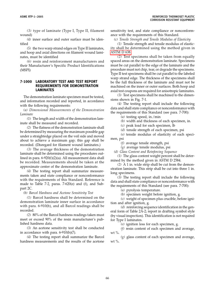 Laboratory (ASME RTP-1 05') | PDF | Lamination | Ultimate Tensile Strength