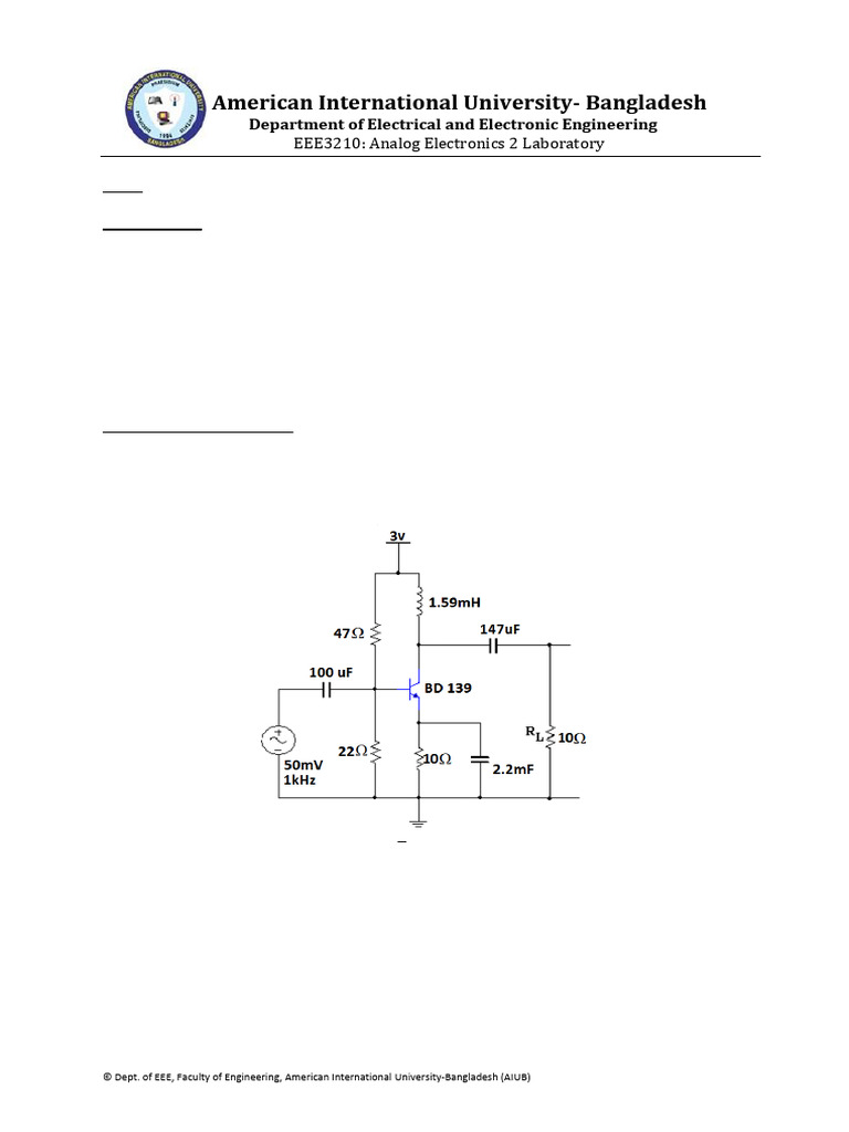 Ae2 Exp 2 Student Manual | PDF | Amplifier | Bipolar Junction Transistor