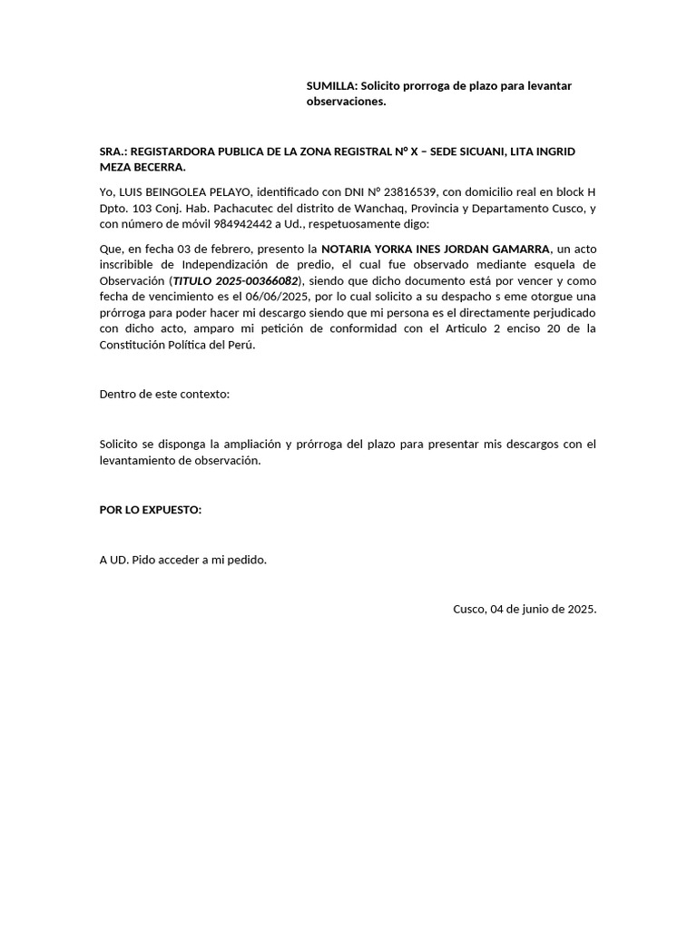 Solitud Prorroga | PDF