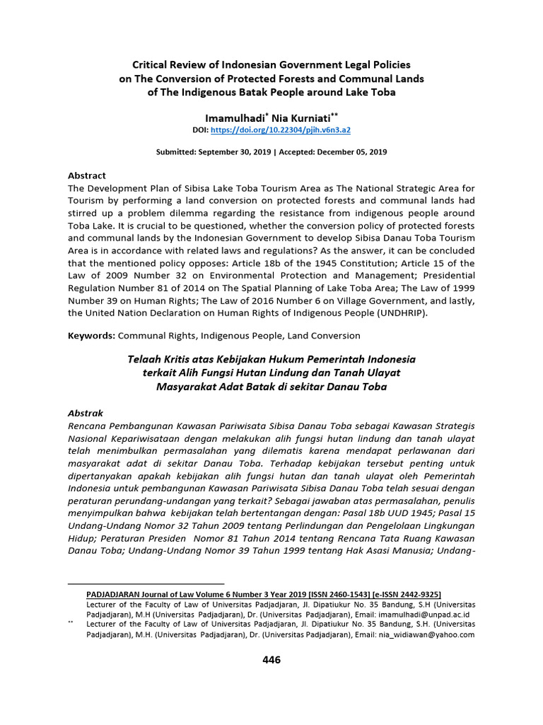 Critical Review of Indonesian Government Legal Policies On The ...