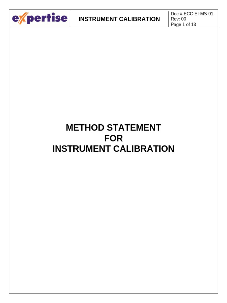 Instrument Calibration Method Statement | PDF | Instrumentation ...