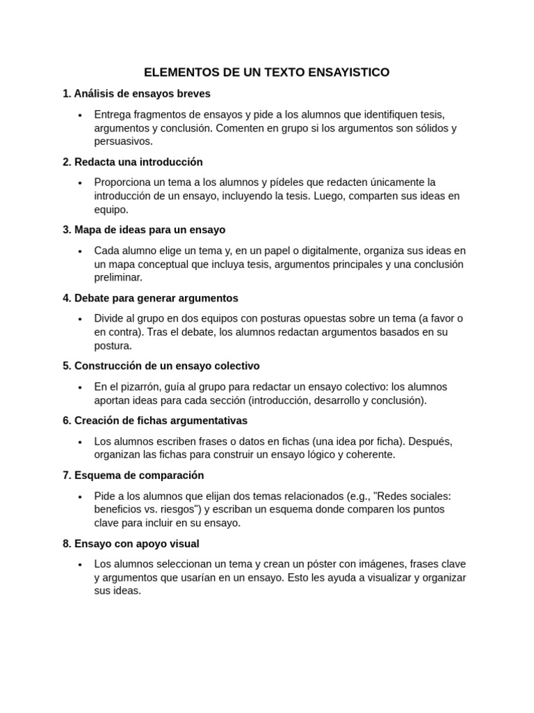 Elementos Clave del Texto Ensayístico | PDF