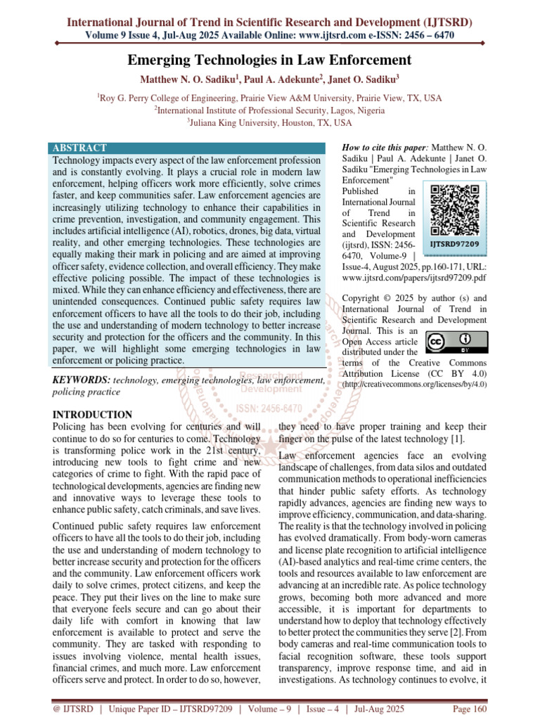 Emerging Tech in Law Enforcement | PDF | Surveillance | Artificial ...
