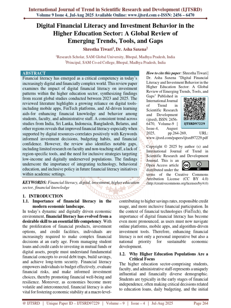 Digital Financial Literacy and Investment Behavior in The Higher ...