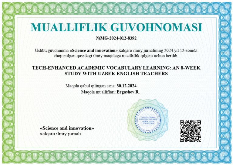 Mualliflik Guvohnomasi | PDF