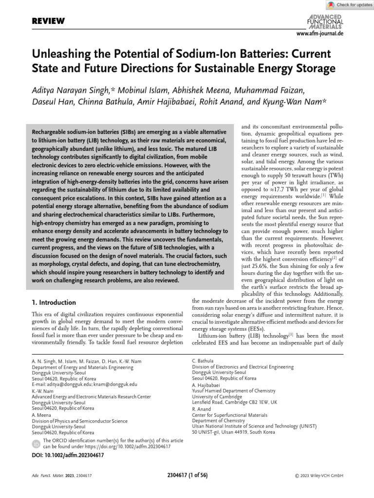 Sodium-Ion Batteries: Future of Energy Storage | PDF | Electrolyte | Anode