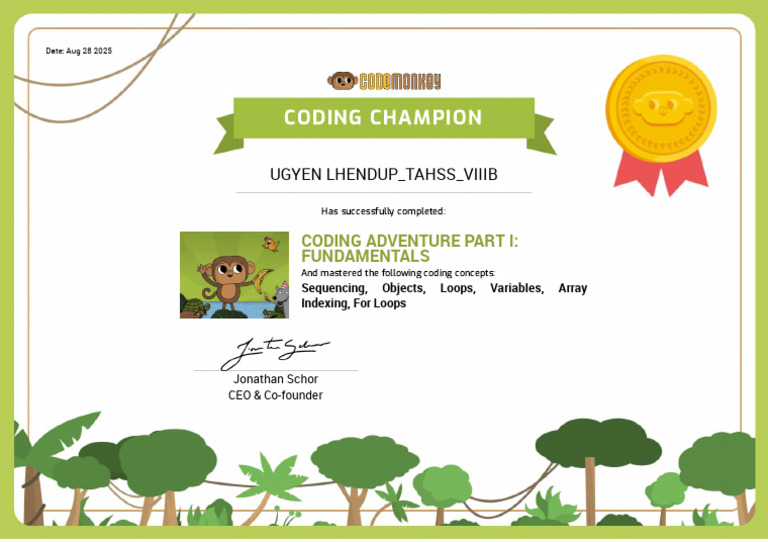 Coding Adventure Completion Certificate | PDF