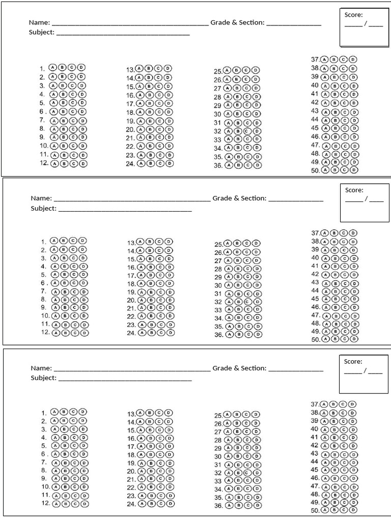 Student Assessment Score Sheet | PDF