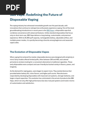 SBX Vape: Revolutionizing Disposable Vaping | PDF | Electronic Cigarette