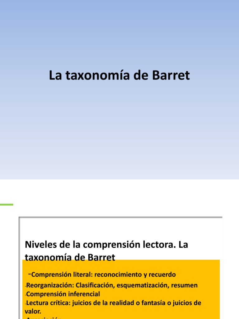 Niveles de Comprensión según Barret | PDF