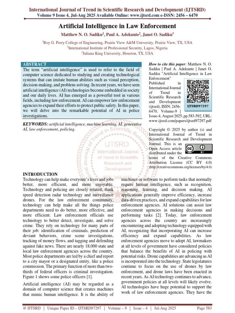 AI's Role in Modern Law Enforcement | PDF | Artificial Intelligence ...