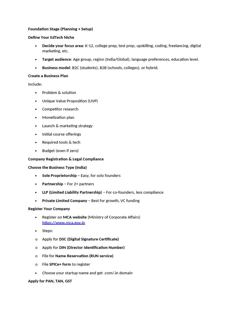 Complete Registration To Entire Startup Process | PDF | Business ...