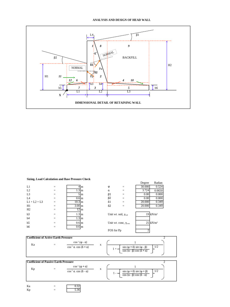 Head Wall Design and Load Analysis | PDF | Strength Of Materials ...