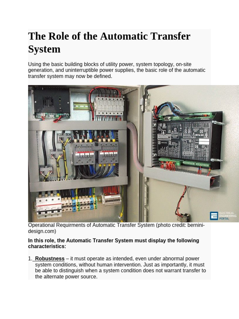 Understanding Automatic Transfer Systems | PDF | Relay | Switch