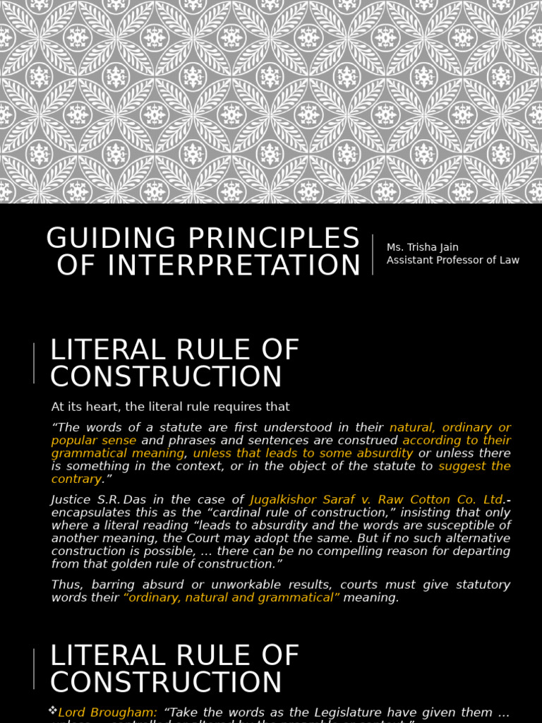 Guiding Principles of Interpretation | PDF | Statutory Interpretation ...