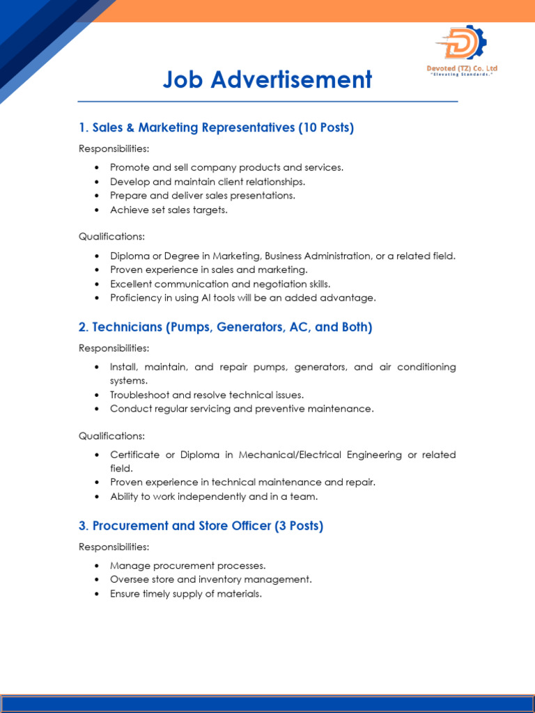 Job Advertisement Devoted | PDF | Procurement | Business