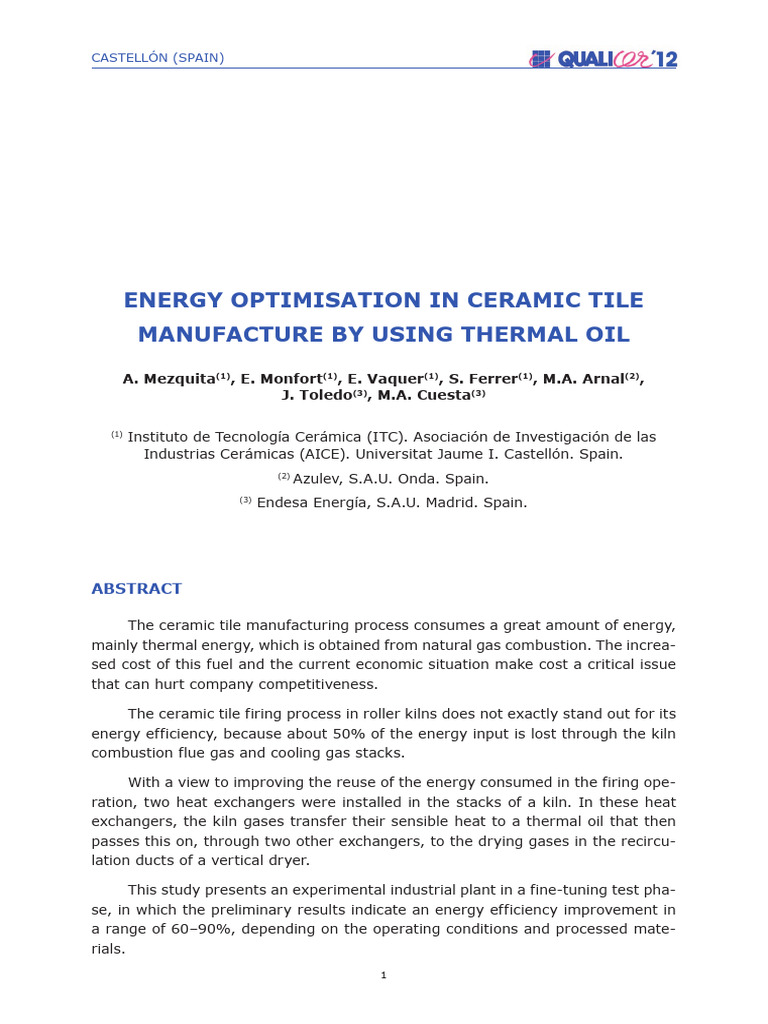 Energy Efficiency in Ceramic Tile Production | PDF | Chimney | Heat ...
