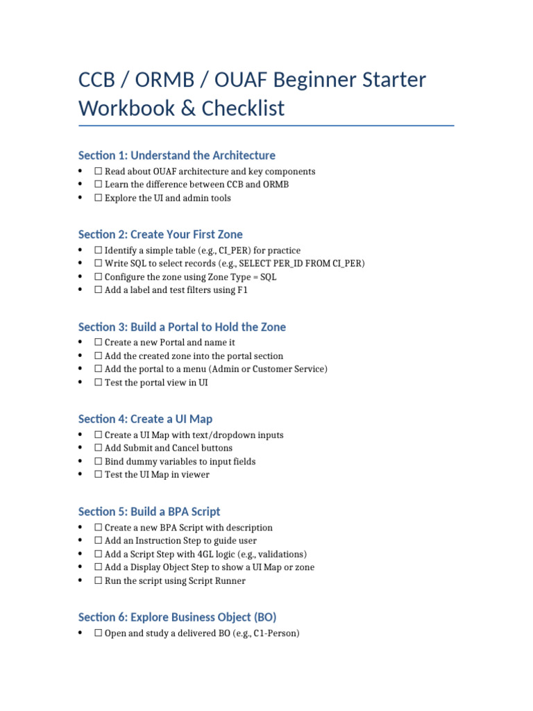 CCB ORMB OUAF Beginner Workbook Guide | PDF