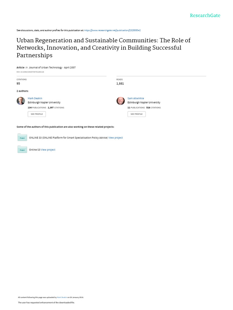 Urban Regeneration and Community Networks | PDF | Social Capital ...