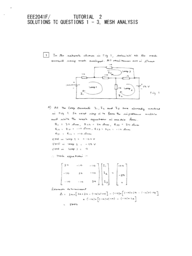 EEE2041F Tutorial+2+Mesh+Analysis+Memo | PDF