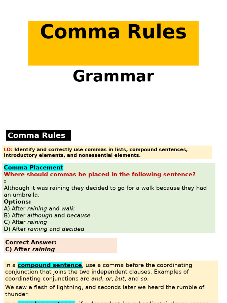 Comma Rules | PDF | Comma | Linguistic Morphology