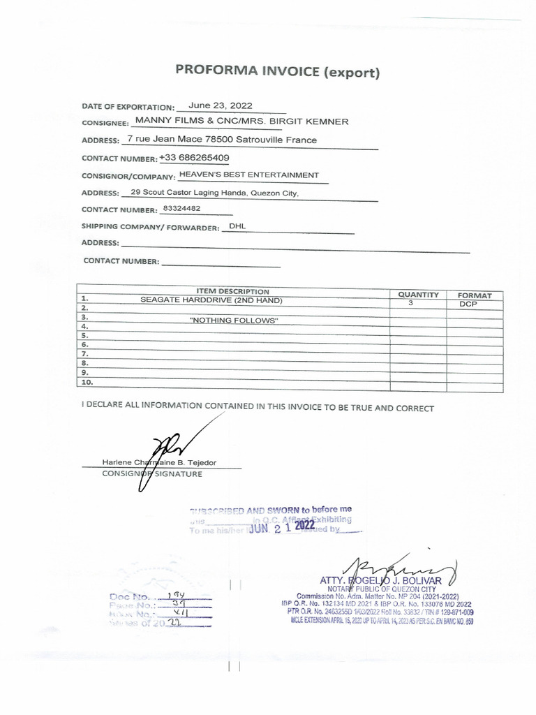 Proforma Invoice France | PDF