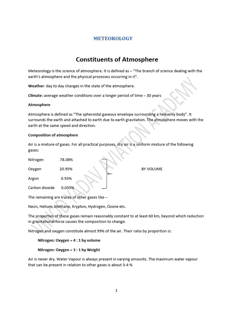 Meteorology notes final | PDF | Atmosphere Of Earth | Atmosphere