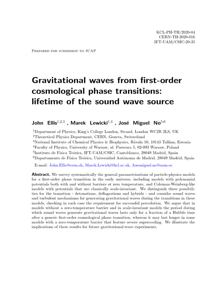 Gravitational Waves from Phase Transitions | PDF | Big Bang | Phase ...