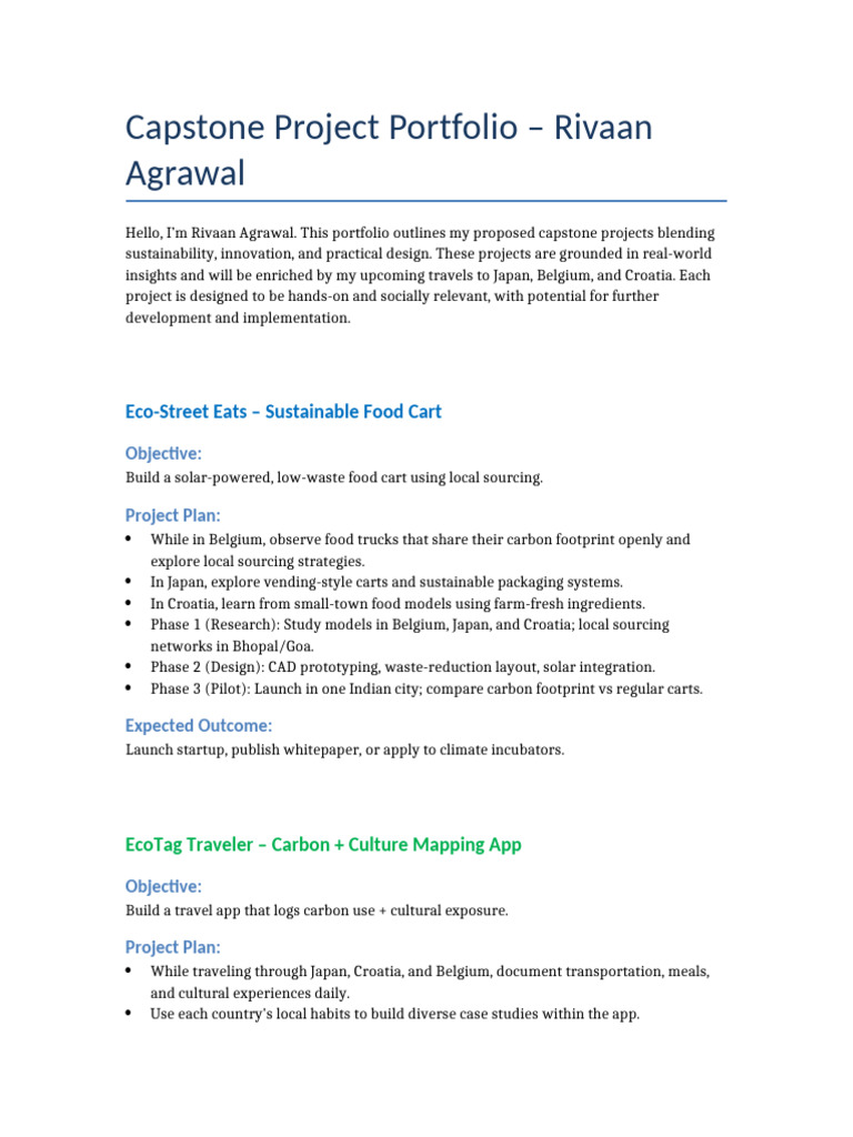 Sustainable Capstone Projects Portfolio | PDF