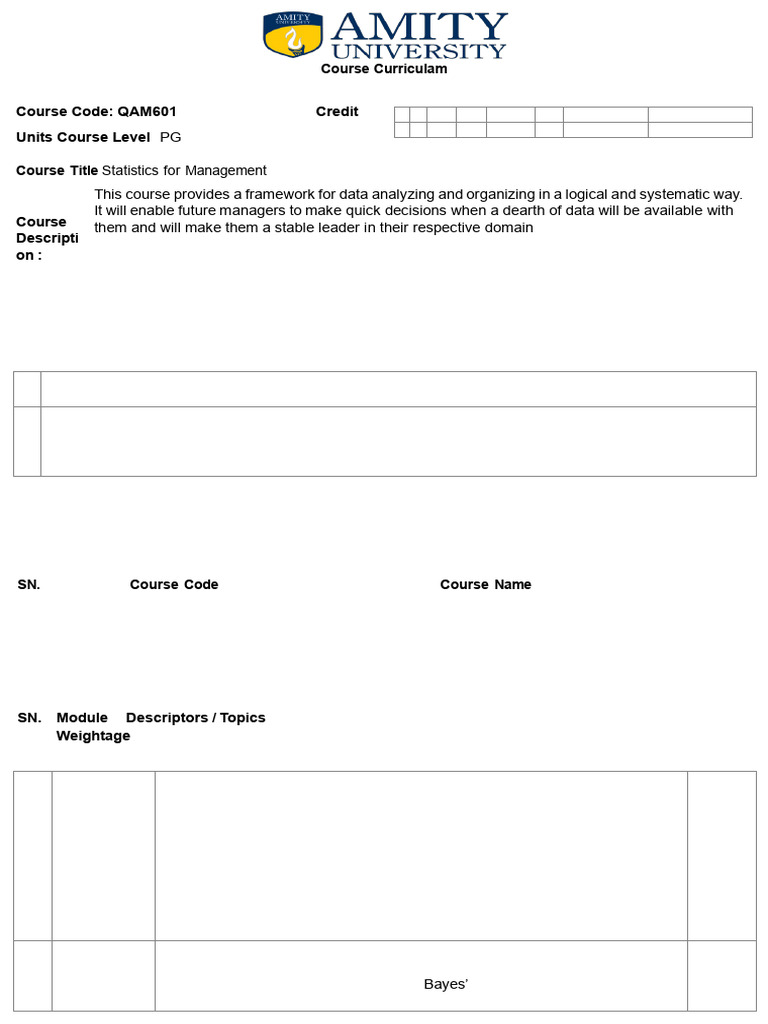 MBA Statistics Course Syllabus | PDF | Regression Analysis | Confidence ...