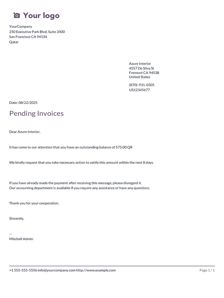 Azure Interior Invoice Reminder Notice | PDF | Business | Economies