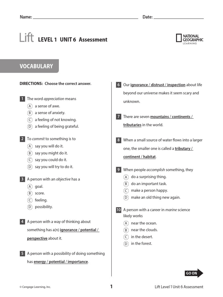 Level 1 Unit 6 Vocabulary Assessment | PDF | Spaceflight | Nasa