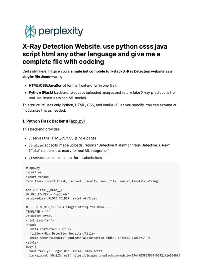 X-Ray Detection Website Demo | PDF | Websites | Java Script