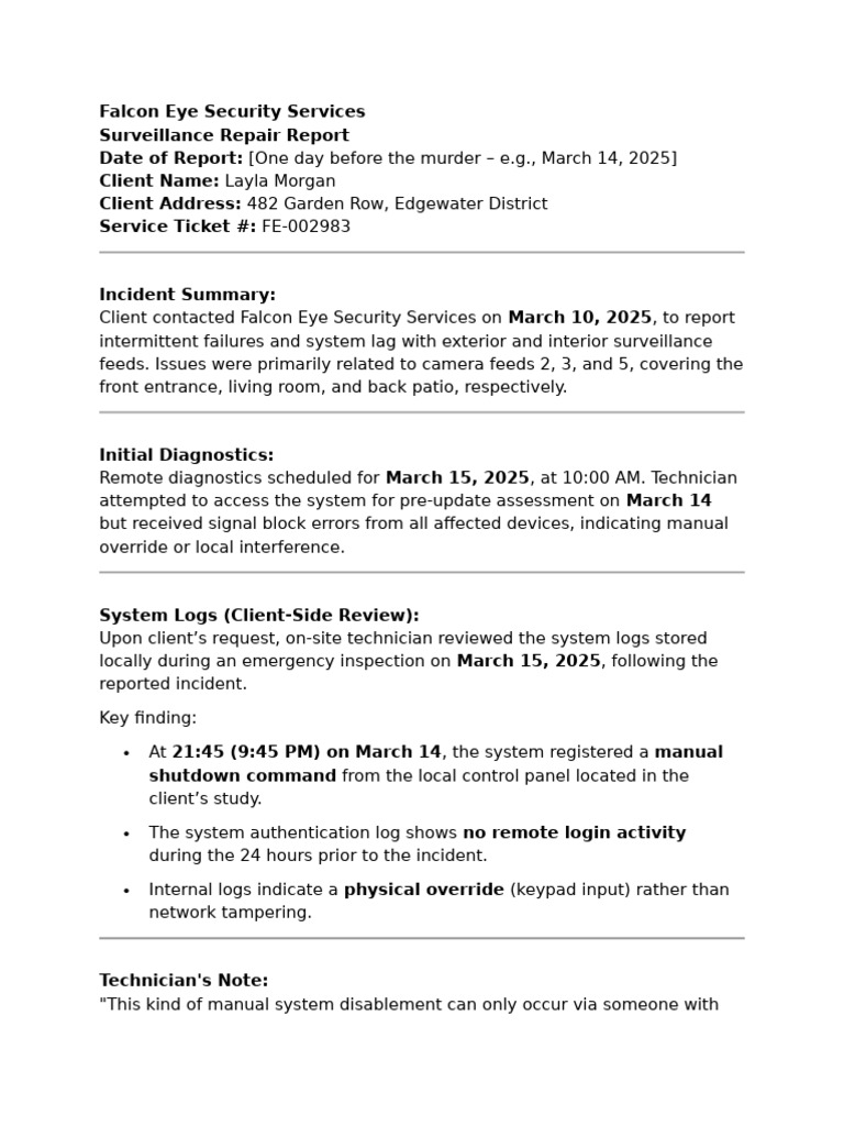 Surveillance System Failure Report | PDF