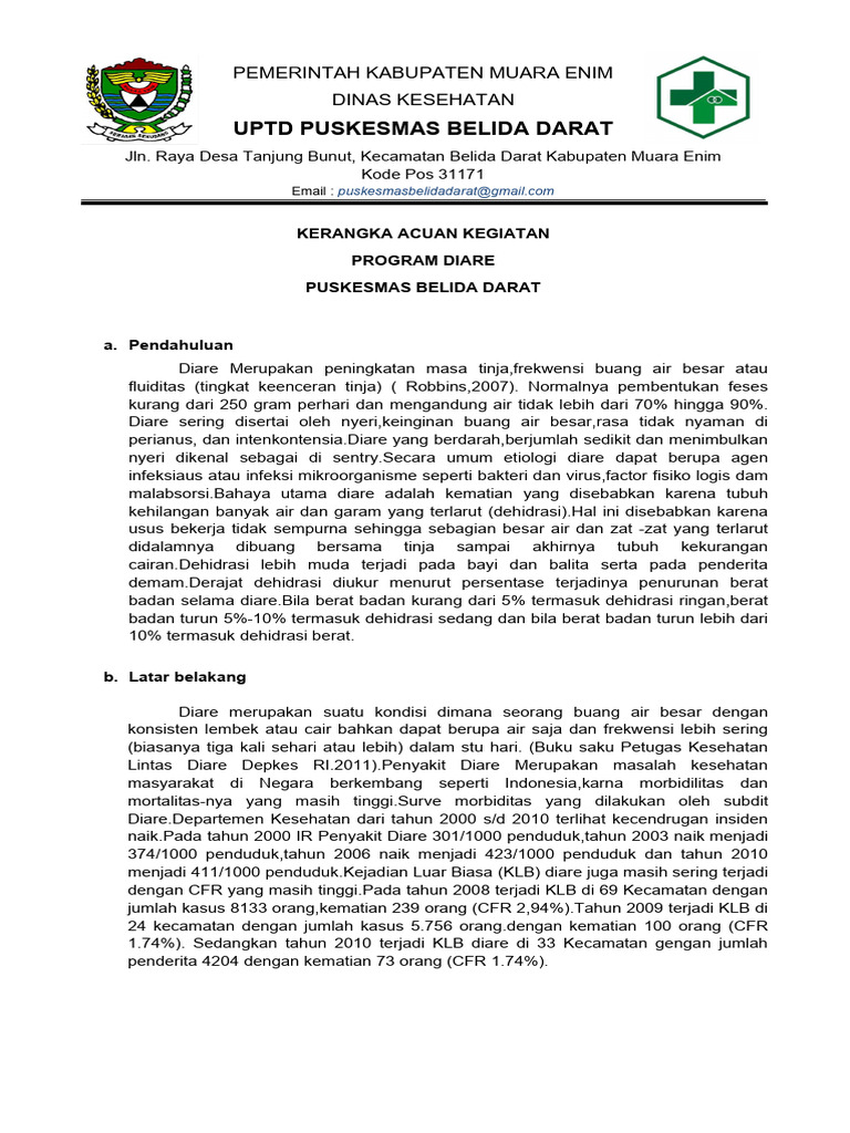 Program Penanganan Diare Puskesmas Belida Darat | PDF