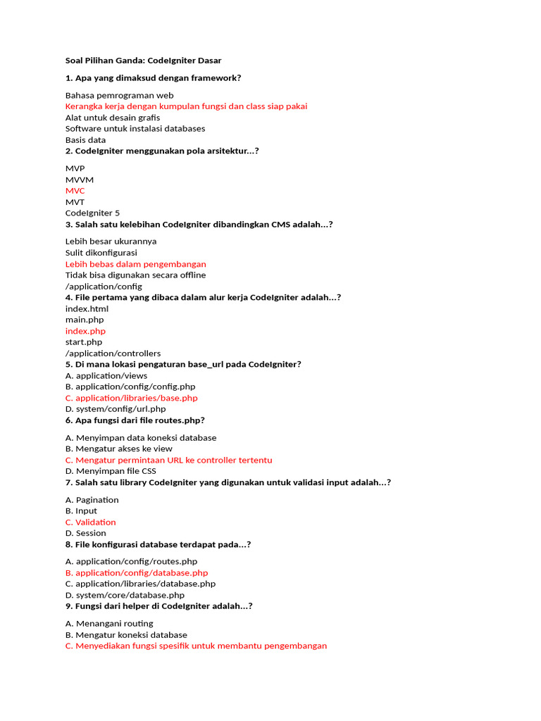 Soal CodeIgniter Dasar untuk Pemula | PDF