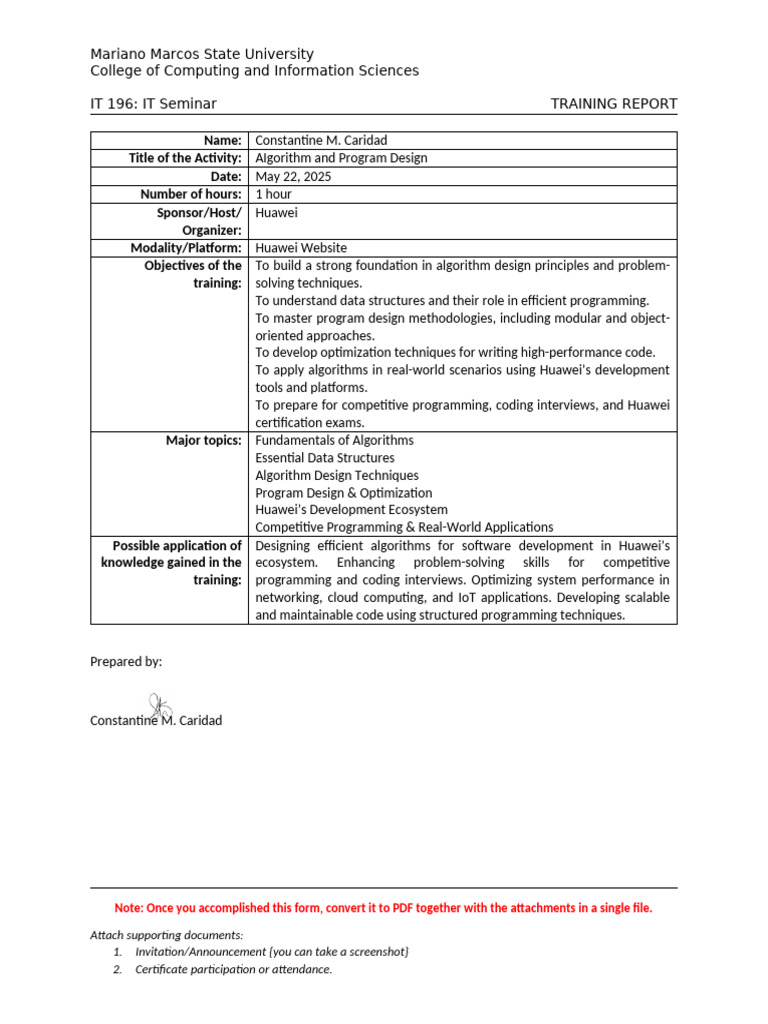AIgorithm Design Training Report | PDF | Computer Programming | Computing