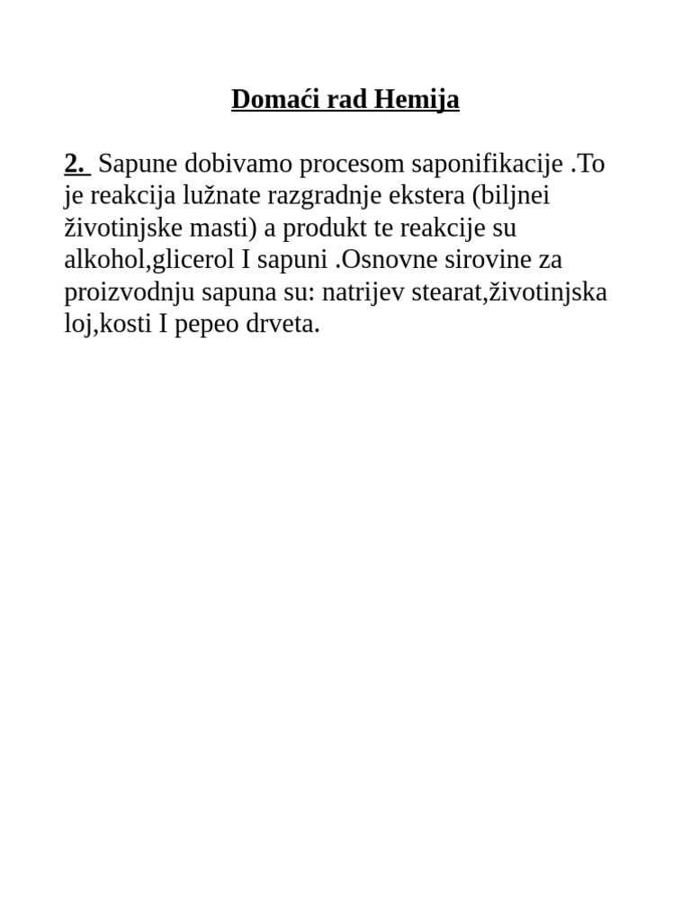 Zadaća Hemija | PDF