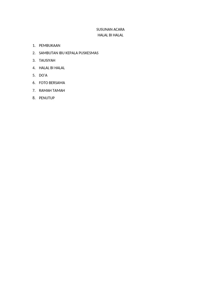 Susunan Acara Halal Bi Halal Pdf
