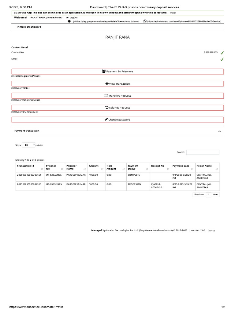 Dashboard - The PUNJAB Prisons Commissary Deposit Services | PDF ...