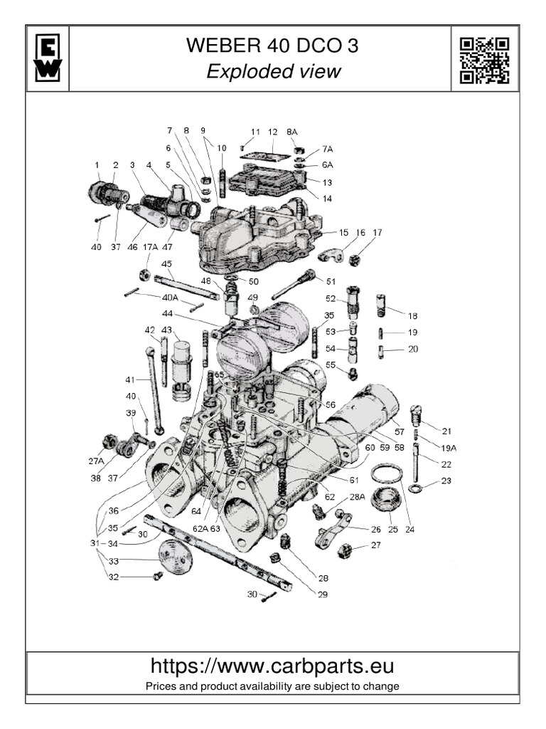 Weber 40 DCO 3 Exploded View Guide | PDF | Carburetor | Rotating Machines