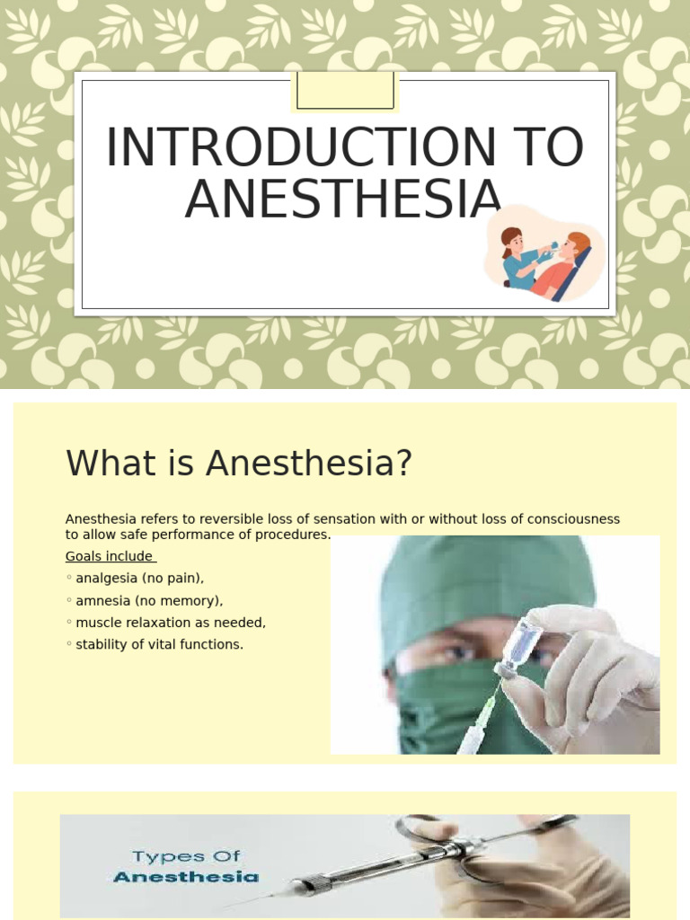 Introduction To Anesthesia | PDF | Anesthesia | Surgery