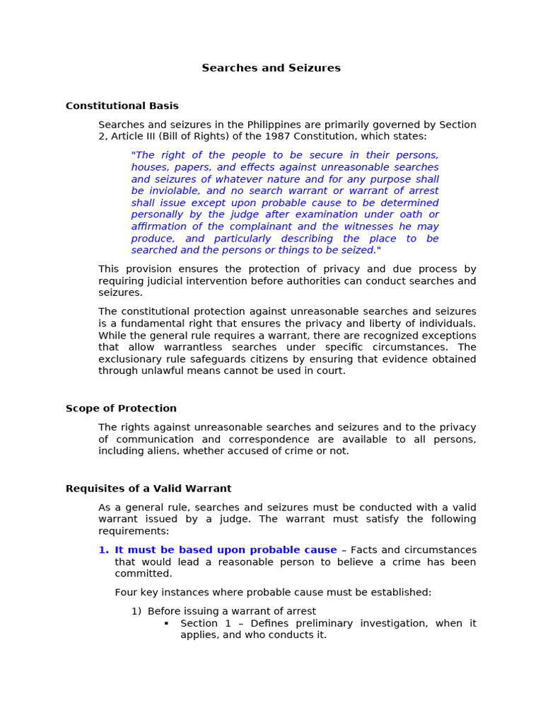 10 - Searches and Seizures | PDF | Search And Seizure | Search Warrant