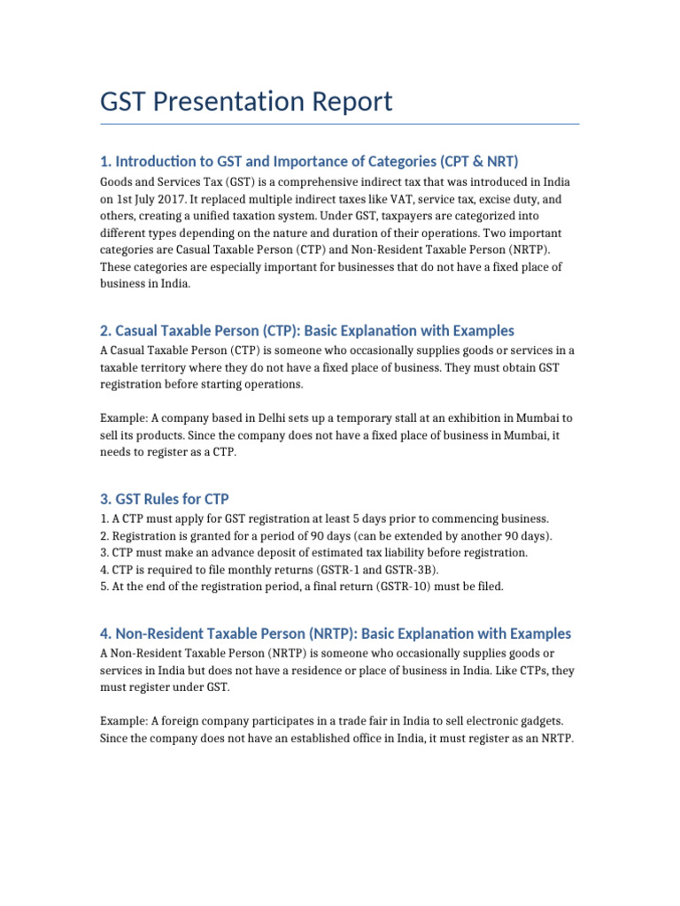 Understanding CTP and NRTP in GST | PDF | Taxes | Economies