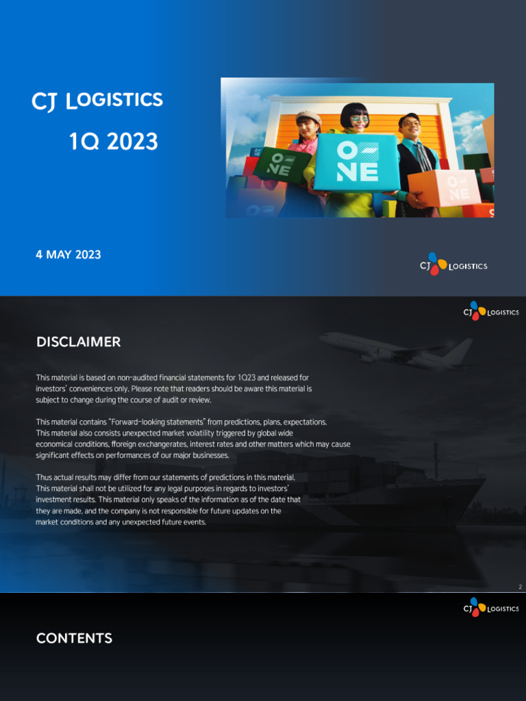 CJ Logistics 1Q 2023 Financial Overview | PDF | Equity (Finance ...