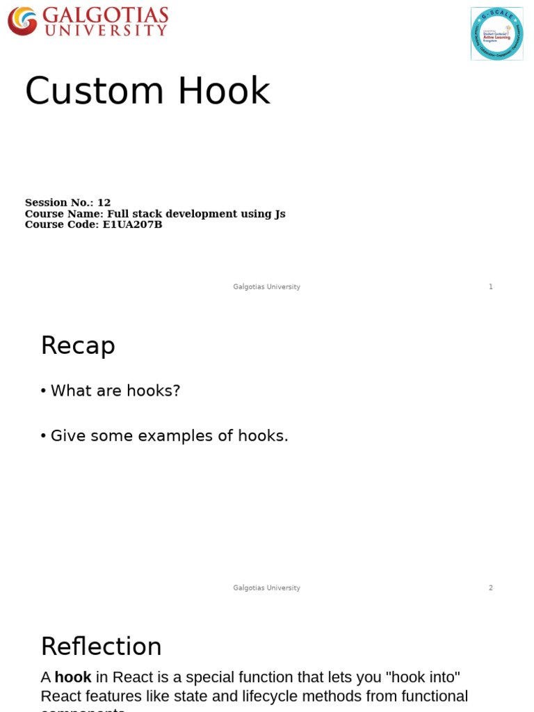 Lecture 13 Custom Hook | PDF | Software | Computing