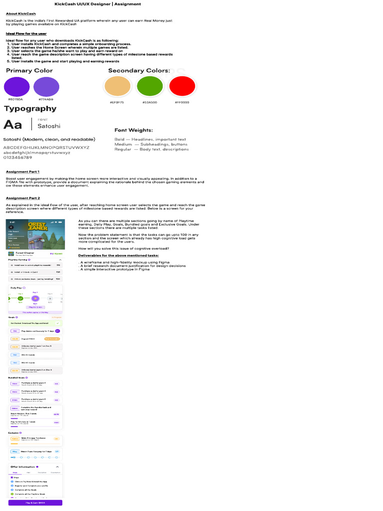 KickCash UI/UX Design Assignment Guide | PDF | Software | Design