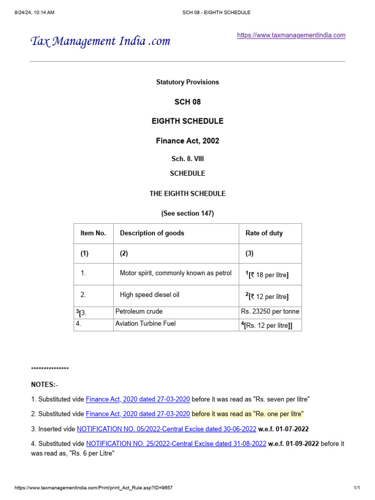 SCH 08 - Eighth Schedule | PDF