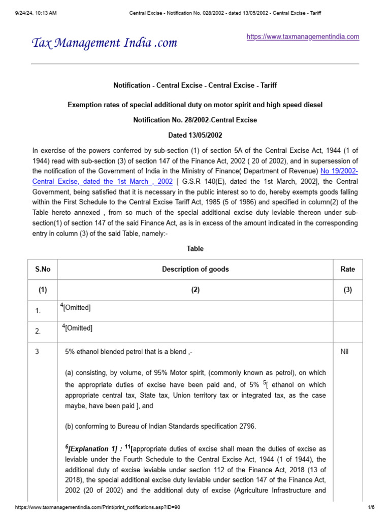 Central Excise Duty Exemption Notification | PDF | Excise | Taxation